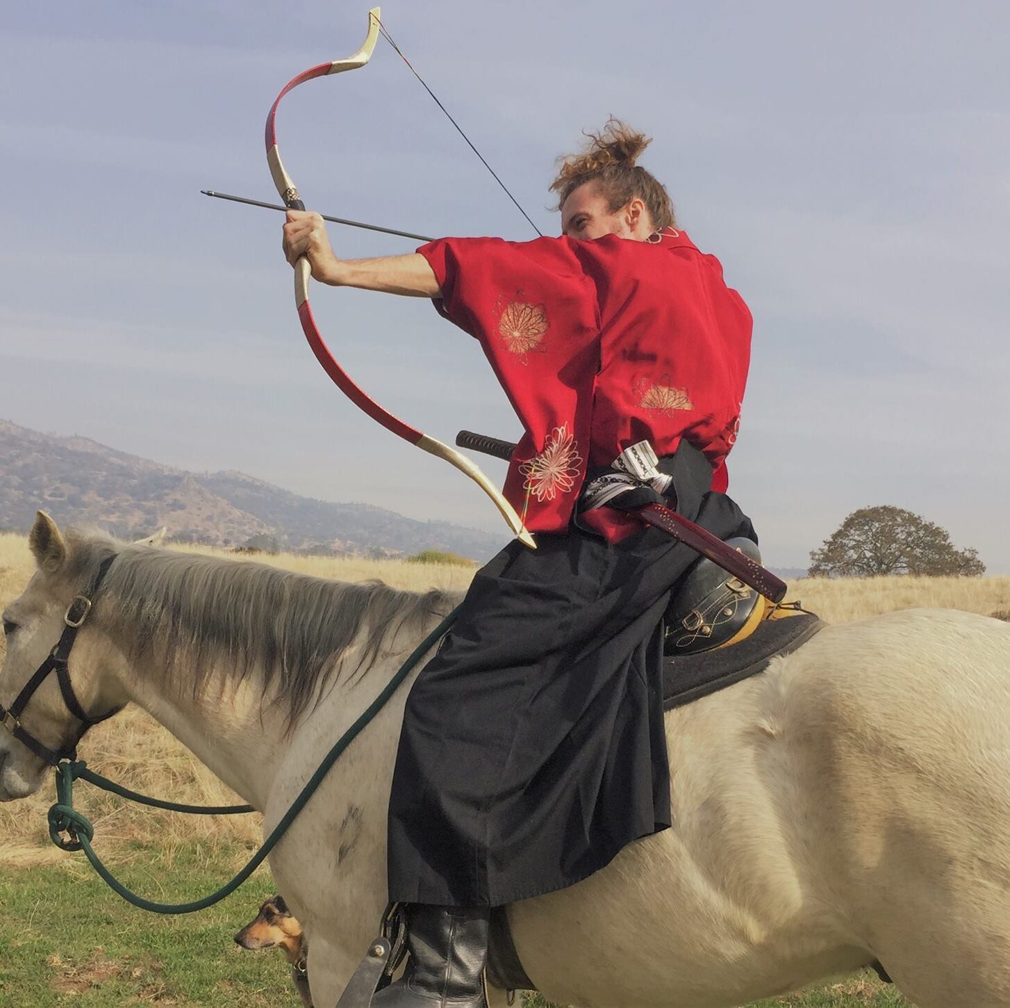 Tweed Jefferson (Junction City Council) doing horseback archery