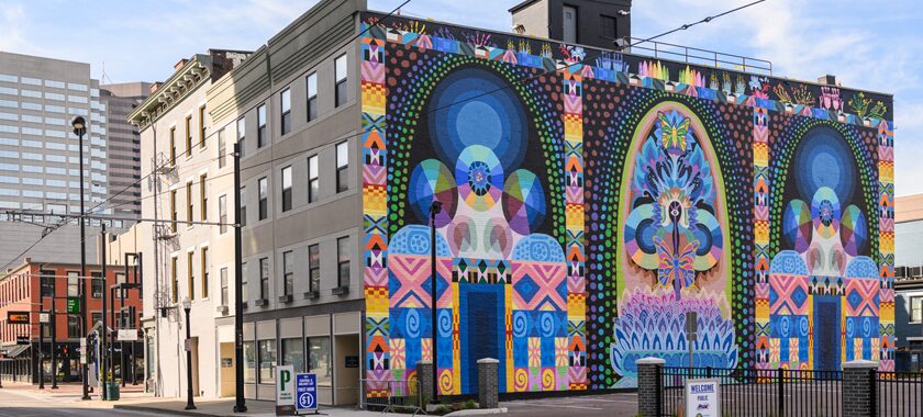 A mural on the side of a building